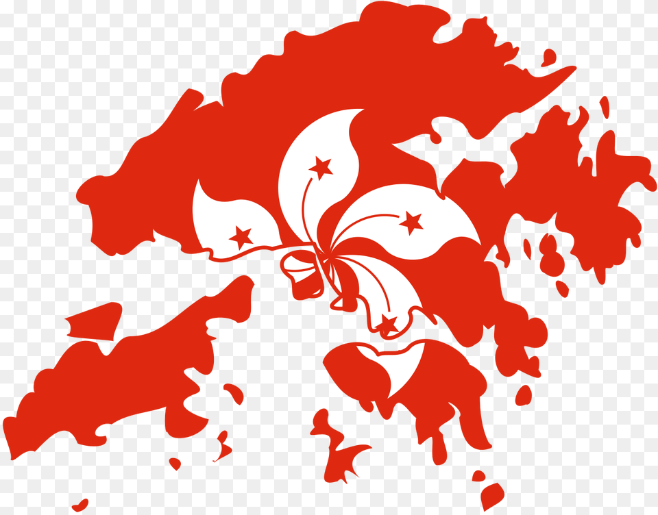Hong Kong Flag Map Hong Kong Flag And Map, Leaf, Plant, Flower, Hibiscus Png Image