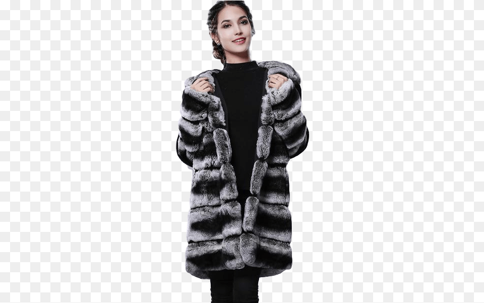 Hooded Rex Rabbit Fur Coat Fur Clothing, Knitwear, Sweater Png Image
