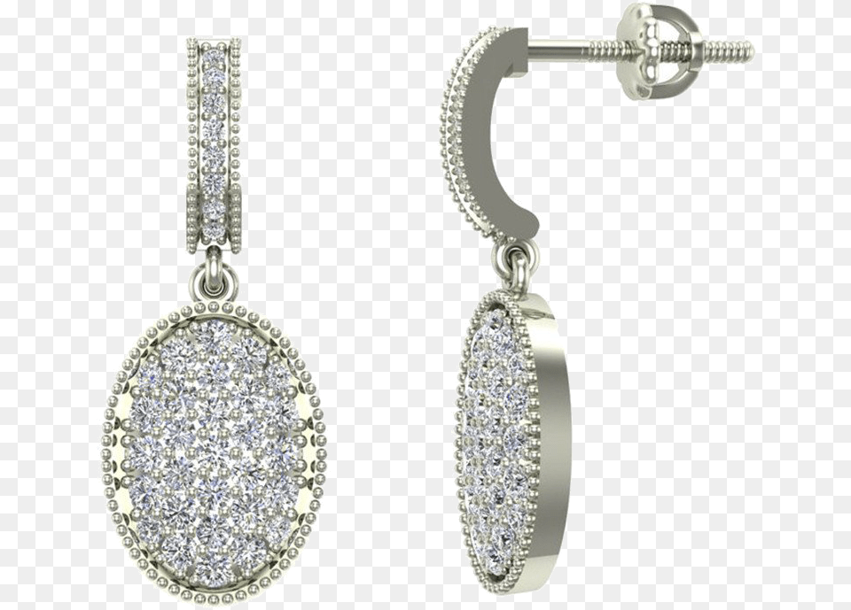 Hoop Earrings Pave Set Oval Dangle Diamond Earrings 18k Gold, Accessories, Earring, Gemstone, Jewelry Free Transparent Png