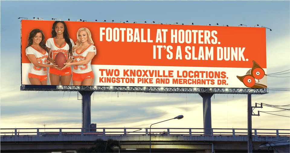 Hooters Billboards, Advertisement, Billboard, Adult, Person Png