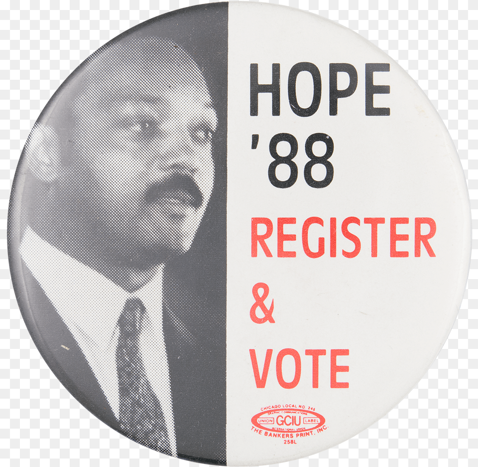 Hope 3988 Register And Vote Political Button Museum Circle, Photography, Accessories, Person, Tie Png