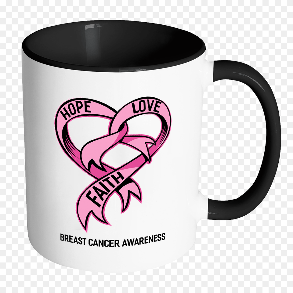 Hope Love Faith Breast Cancer Awareness Pink Ribbon Awesome, Cup, Beverage, Coffee, Coffee Cup Free Png