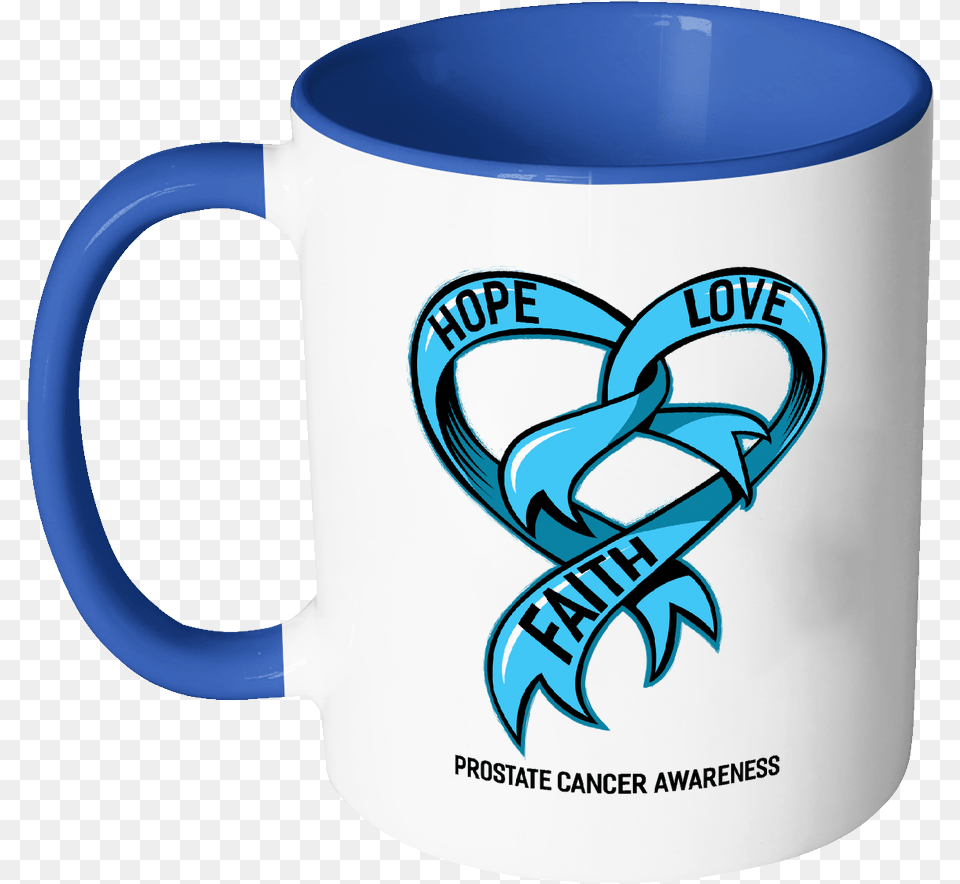 Hope Love Faith Prostate Cancer Awareness Light Blue Mug, Cup, Beverage, Coffee, Coffee Cup Free Transparent Png