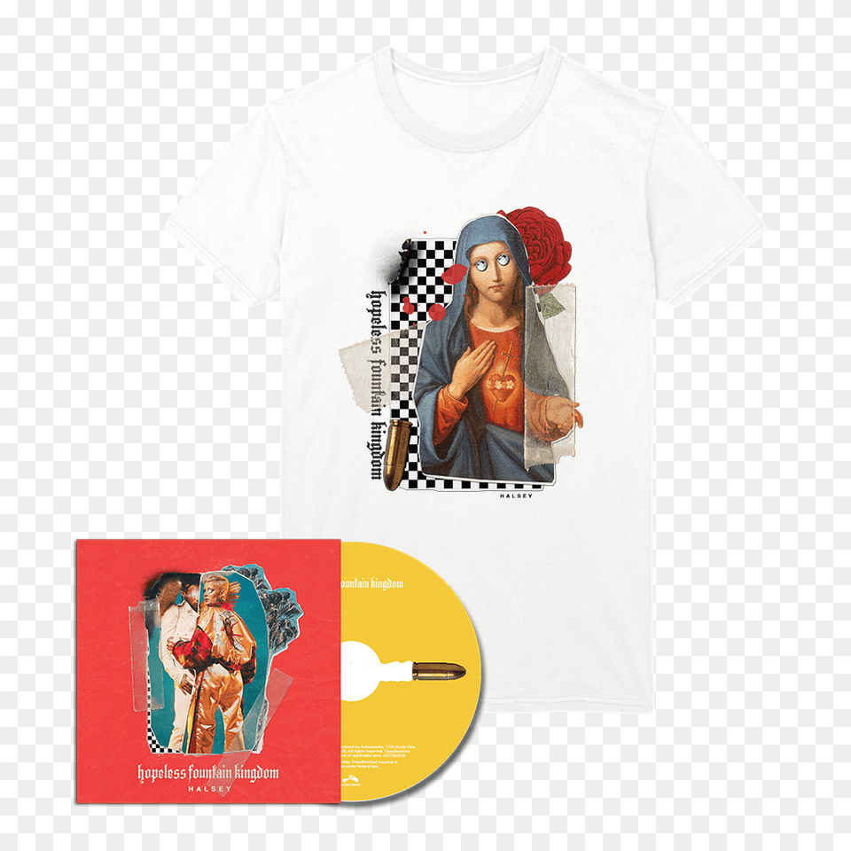 Hopeless Fountain Kingdom Cd T Shirt Halsey Official Store, Clothing, T-shirt, Adult, Wedding Png