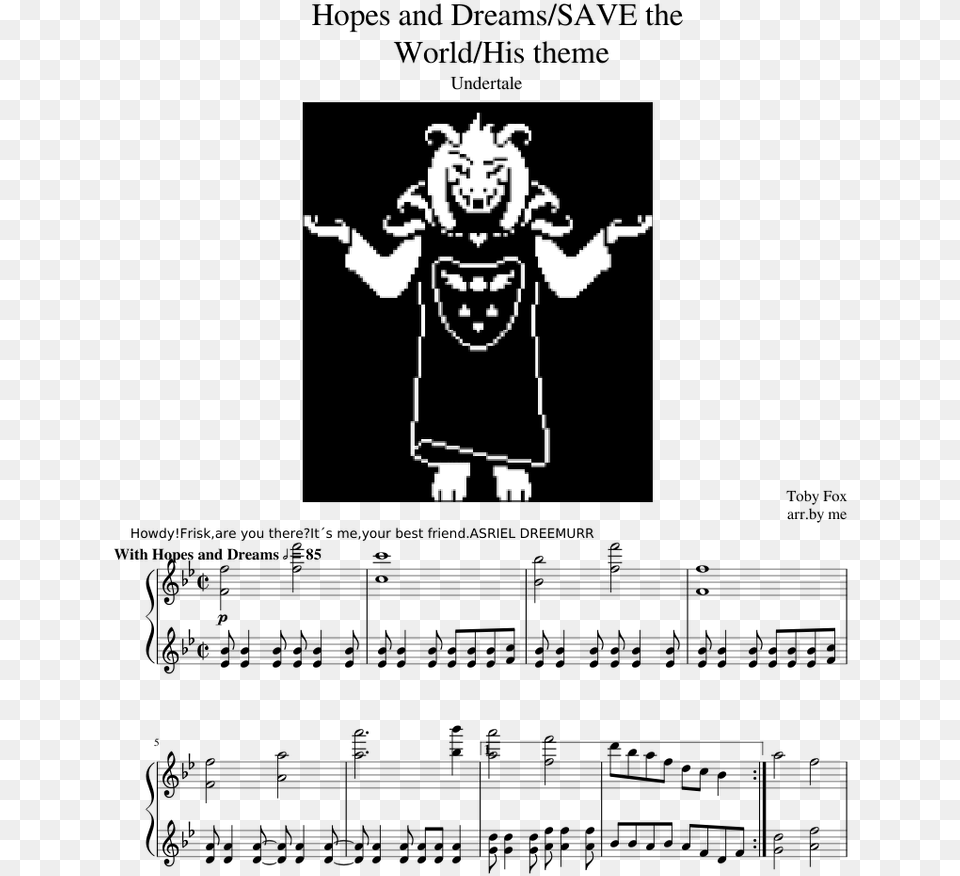 Hopes And Dreamssave The Worldhis Theme Sheet Music Undertale Asriel Unisex T Shirts, Baby, Person, Stencil Free Transparent Png