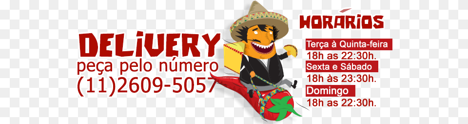 Horario Delivery Delivery Comida Mexicana, Clothing, Hat, Person, Face Free Transparent Png