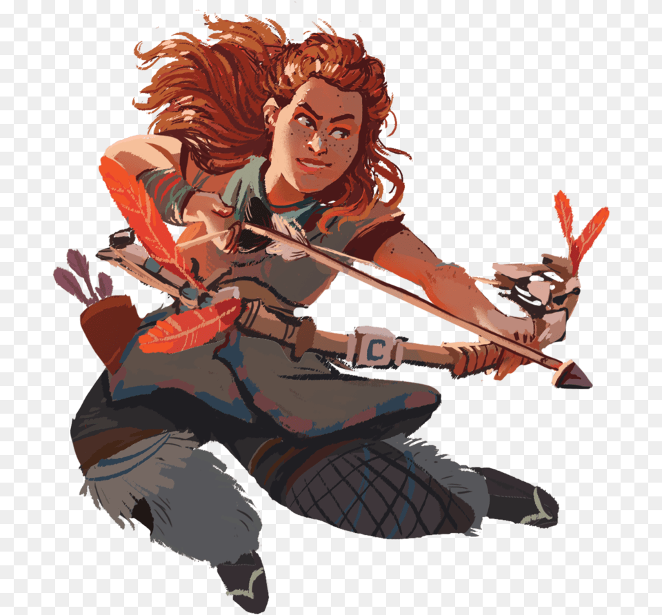 Horizon Zero Dawn Aloy Watcher Strider Sawtooth Cartoon, Adult, Female, Person, Woman Png Image