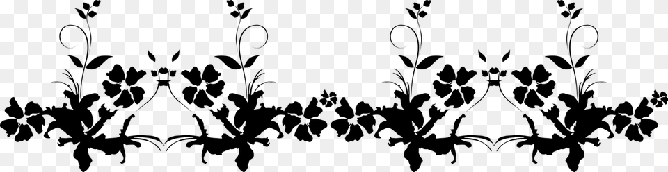 Horizontal Decoration With Leaves Black And White, Gray Free Png Download