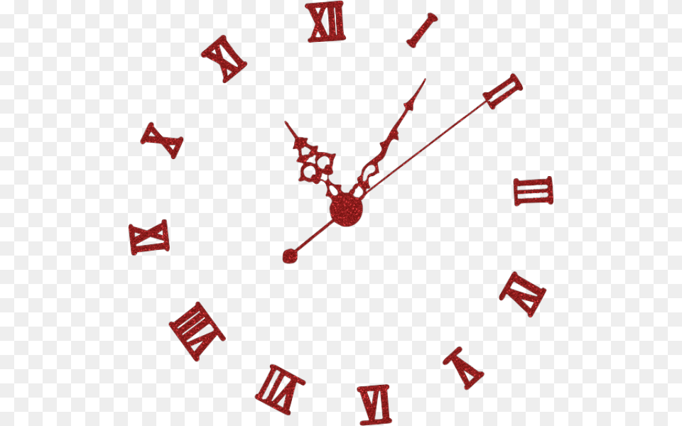 Horloge Sur Fond Transparent Tube Glitter Rouge Number 1 To 12 In Roman Numerals, Clock, Wall Clock Png