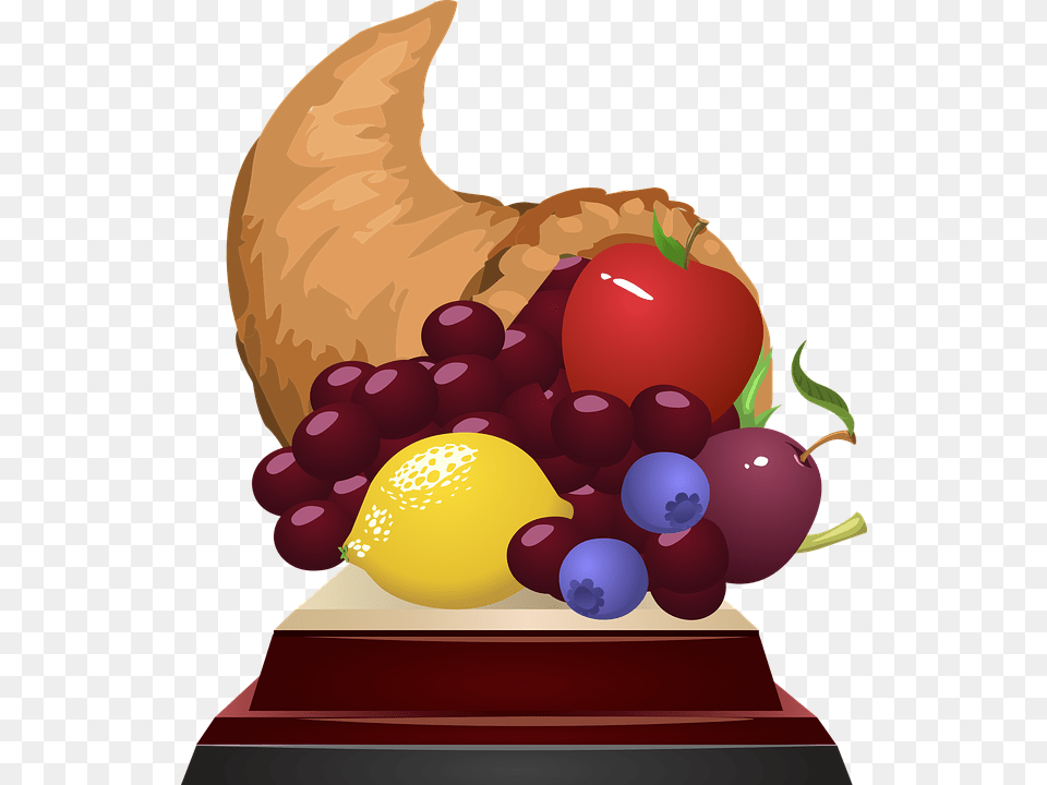 Horn Of Plenty Cornucopia Fruit Thanksgiving Food Cornucopia With Fruit Clipart, Plant, Produce, Grapes, Baby Png