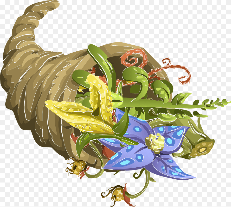 Horn With Herbs Clipart, Pattern, Baby, Person Png Image