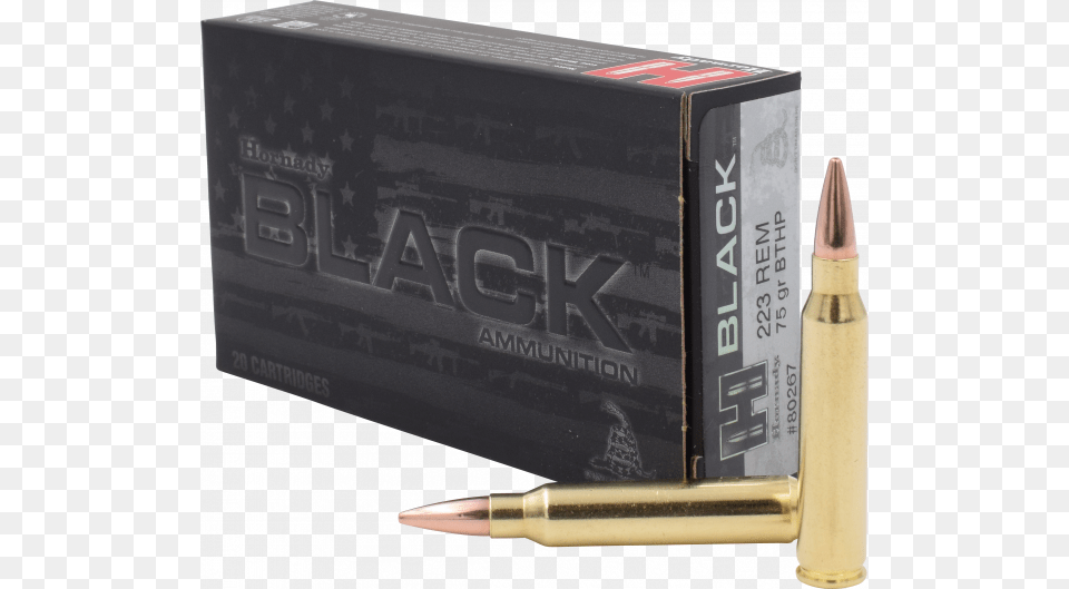 Hornady Black 223 Remington 75 Gr Boat Tail Hollow Hornady Black 223 62 Grain, Ammunition, Weapon, Bullet Free Png Download