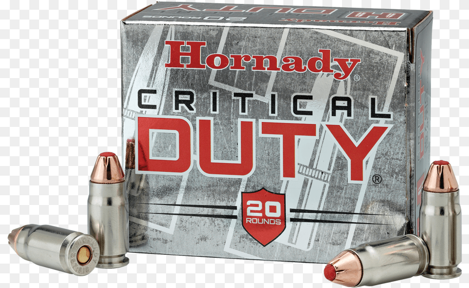 Hornady Critical Duty 45 Acp, Ammunition, Weapon, Bullet, Mortar Shell Png Image