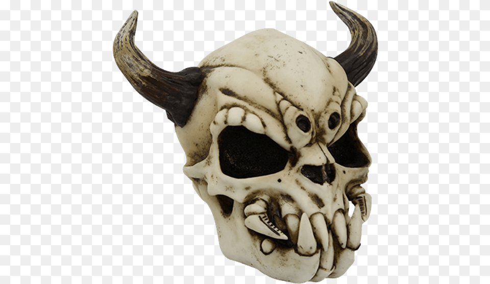 Horned Demon Beast Skull Statue Skull With Small Horns, Mask, Animal, Cattle, Cow Png