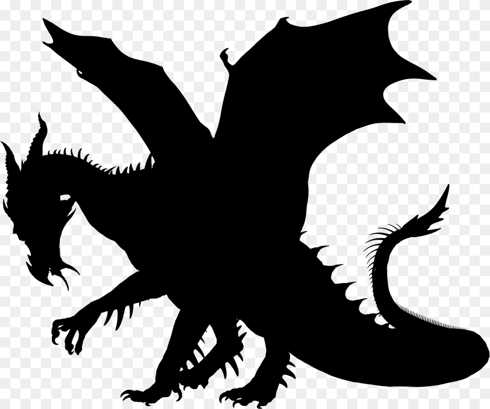 Horned Dragon Silhouette Clip Arts Dragon Clip Art, Gray Png Image