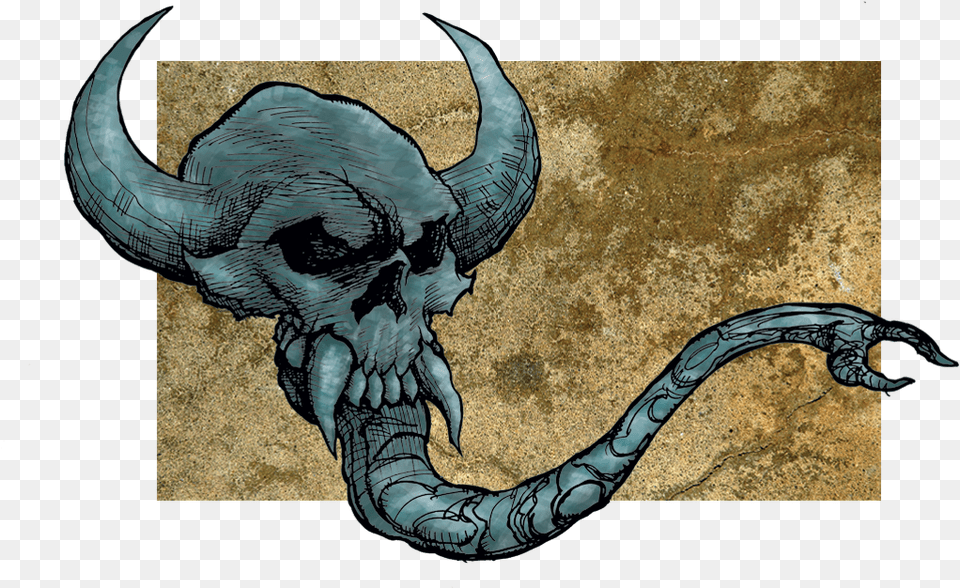 Horned Evil Skull Illustration Texture, Electronics, Hardware, Art Png Image