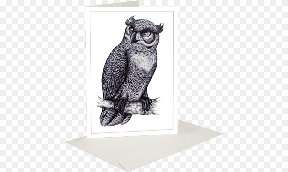 Horned Owl Inkling Greeting Card Great Horned Owl, Animal, Bird, Art Free Png Download