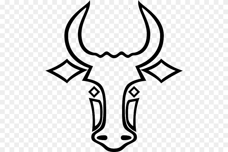 Horns Clipart Cow Horn Bull Outline, Animal, Mammal, Stencil Png