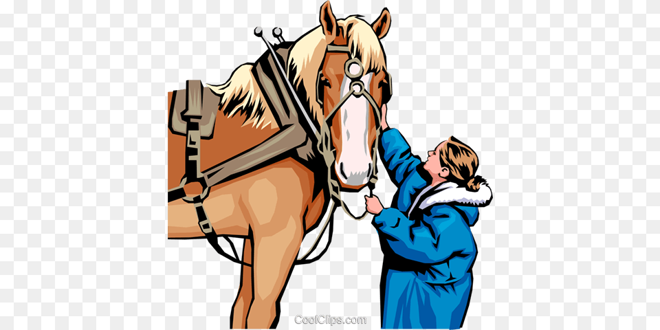 Horse And Woman Royalty Free Vector Clip Art Illustration, Person, Clothing, Coat, Animal Png Image