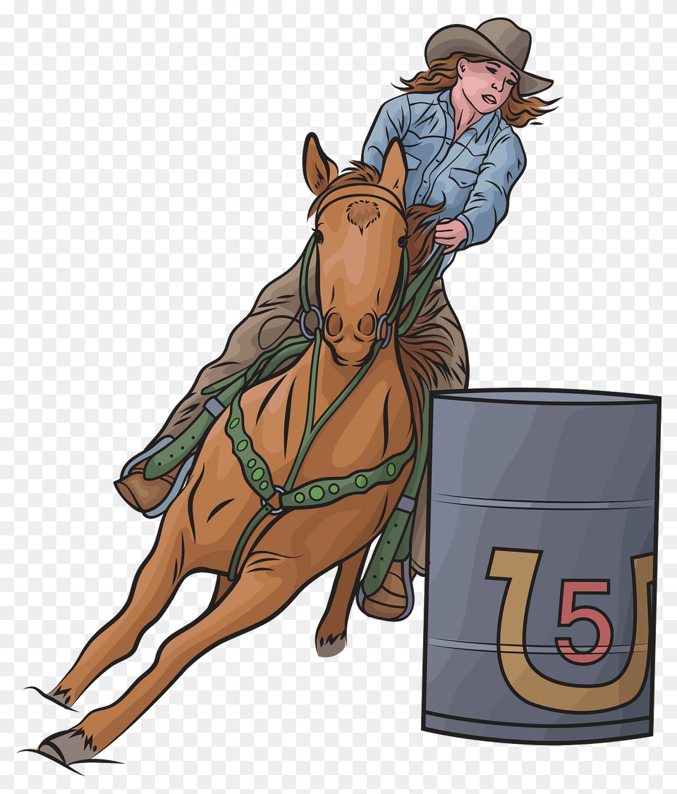 Horse Barrel Racing Clipart, Person, Clothing, Face, Hat Free Png Download
