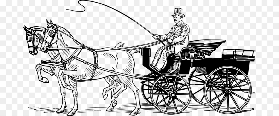 Horse Cart Black And White, Gray Free Transparent Png