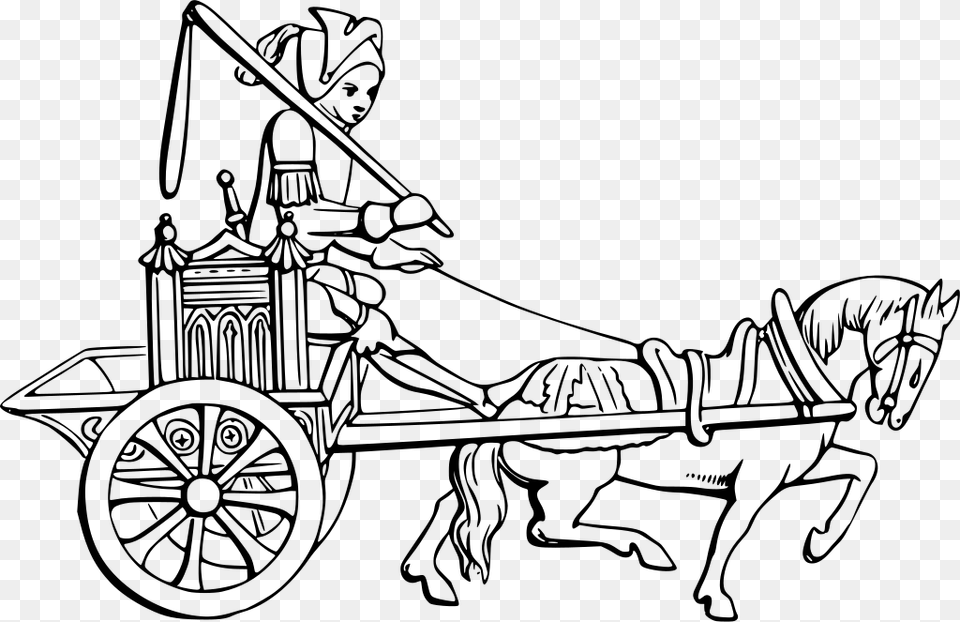 Horse Cart Clipart Black And White, Gray Png Image