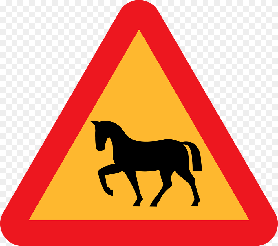 Horse Crossing Clipart, Sign, Symbol, Road Sign, Animal Free Png