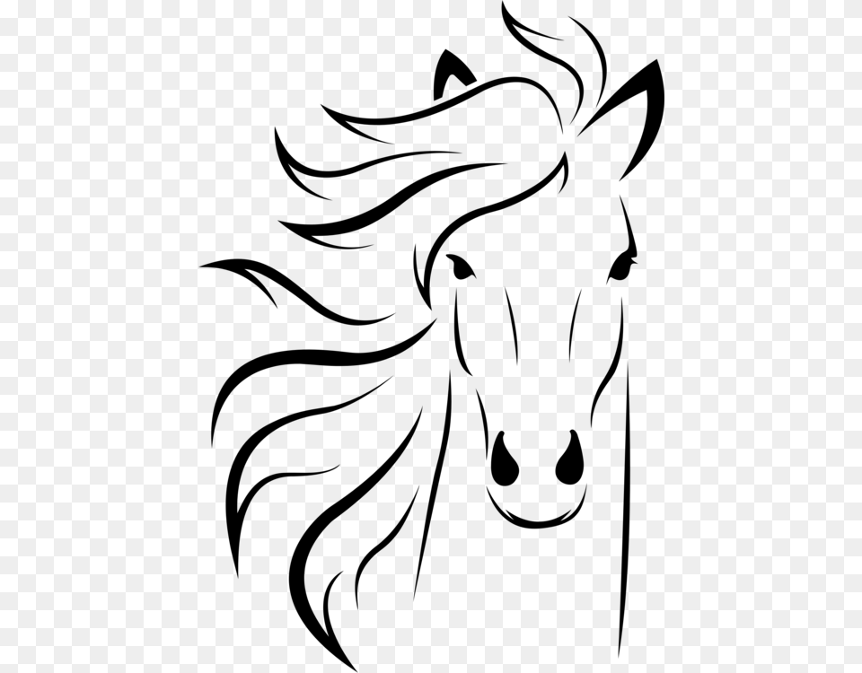 Horse Drawing Animal Face Silhouette, Gray Png