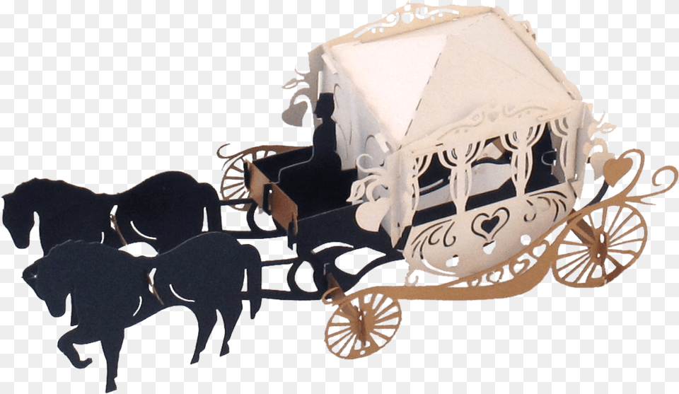 Horse Drawn Carriage Horse Drawn Carriage Popup Card, Transportation, Vehicle, Machine, Wheel Png Image