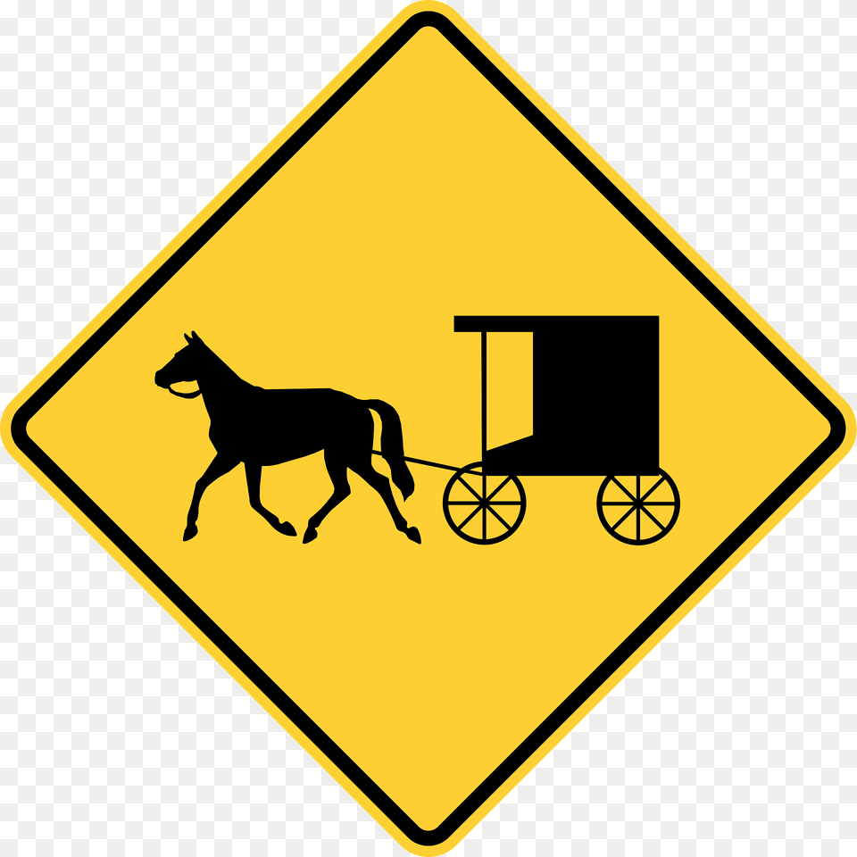 Horse Drawn Vehicle Ahead Clipart, Sign, Symbol, Road Sign, Animal Free Transparent Png