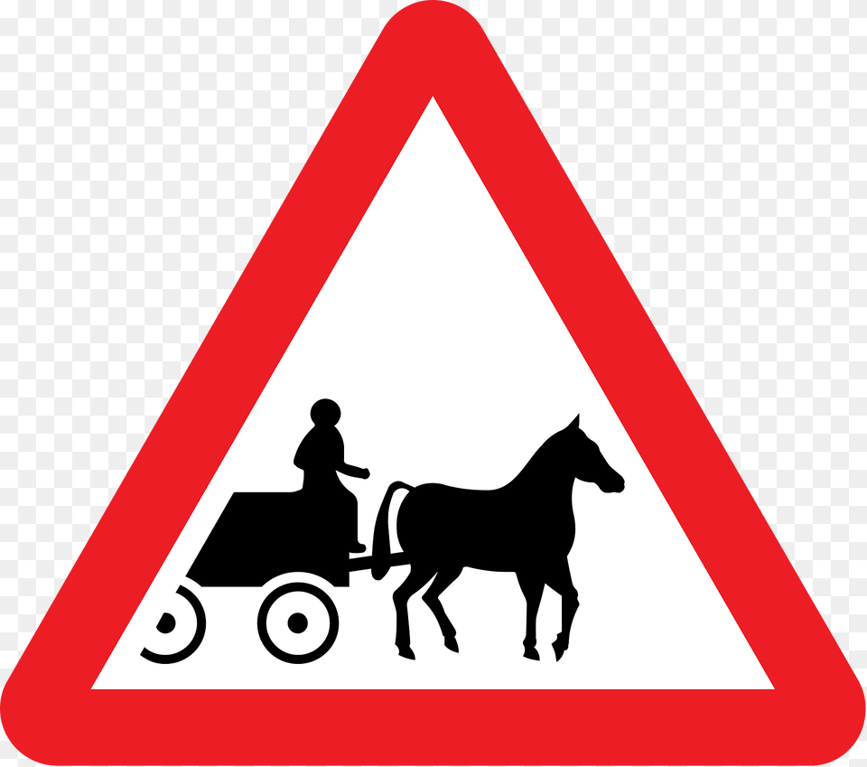 Horse Drawn Vehicles Likely To Be In The Road Clipart, Sign, Symbol, Road Sign, Person Free Png