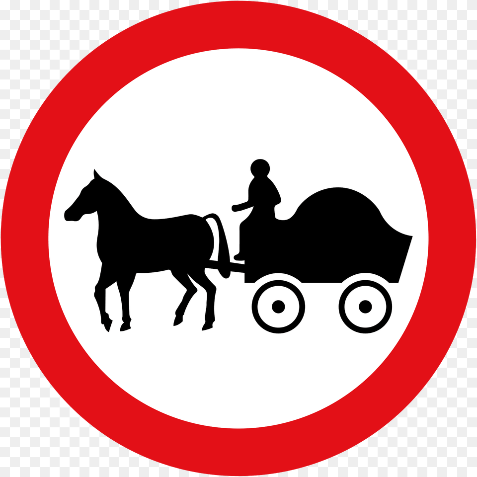 Horse Drawn Vehicles Prohibited This Sign May Additionally Display An Exception Plate For Example 39except For Access39 Clipart, Symbol, Animal, Mammal, Person Png Image