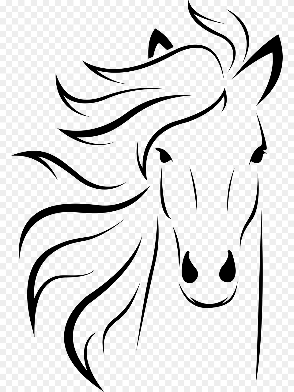 Horse Face Clipart, Gray Png Image