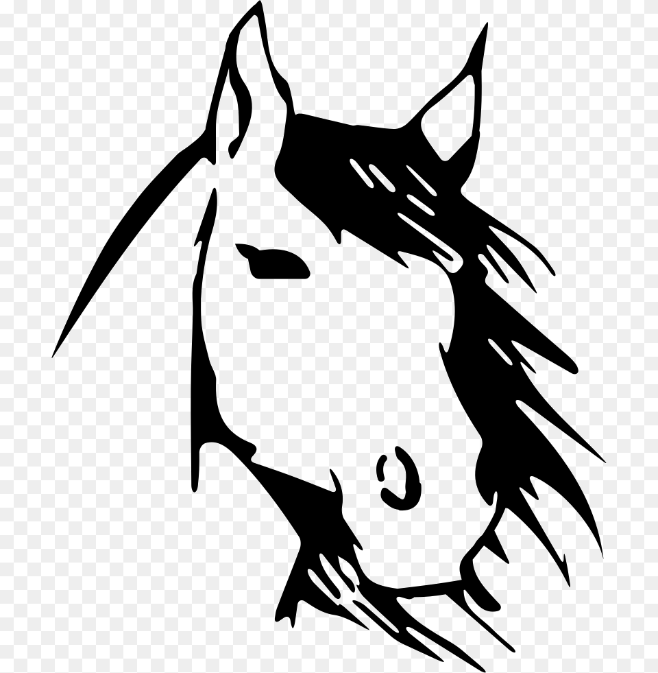 Horse Face Front View Sketch Comments Horse Outline Face, Stencil, Shark, Sea Life, Animal Free Transparent Png