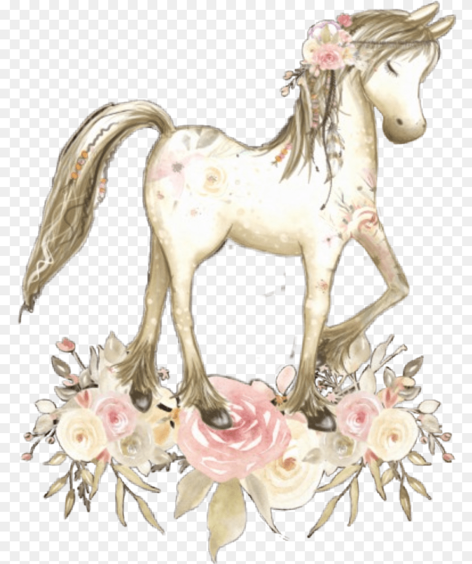Horse Floral Boho Birthday Pony Pretty Boho Horse, Animal, Mammal, Art, Porcelain Png Image