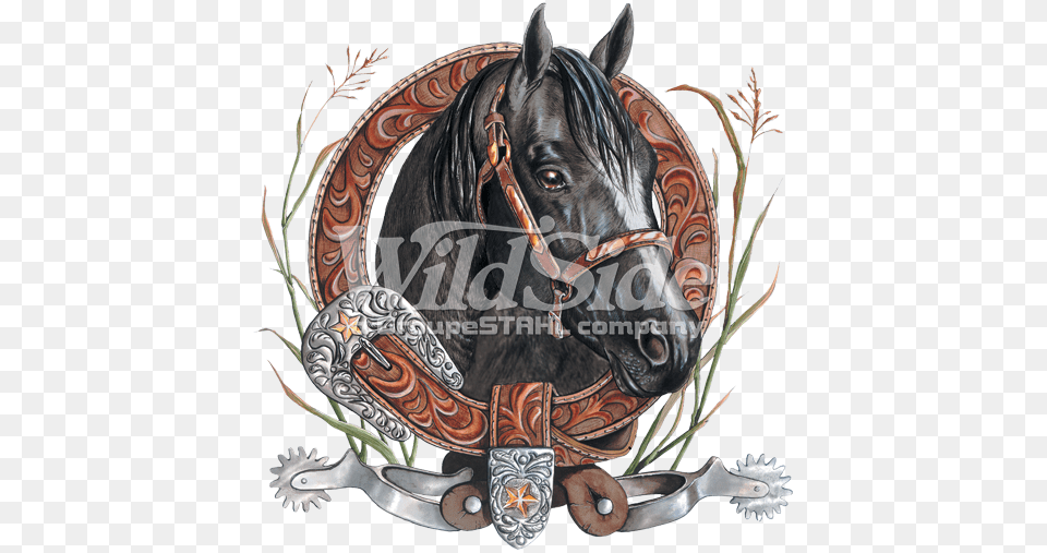 Horse Head In Belt Circle Men39sunisex Gorgeous Horse In Western Belt Frame Long, Animal, Mammal, Art, Drawing Free Png