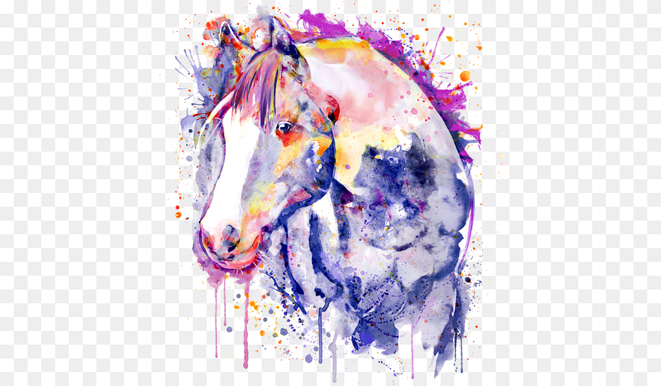 Horse Head Watercolor Portrait Onesie Purple Watercolor Horse, Art, Graphics, Painting, Modern Art Free Png Download