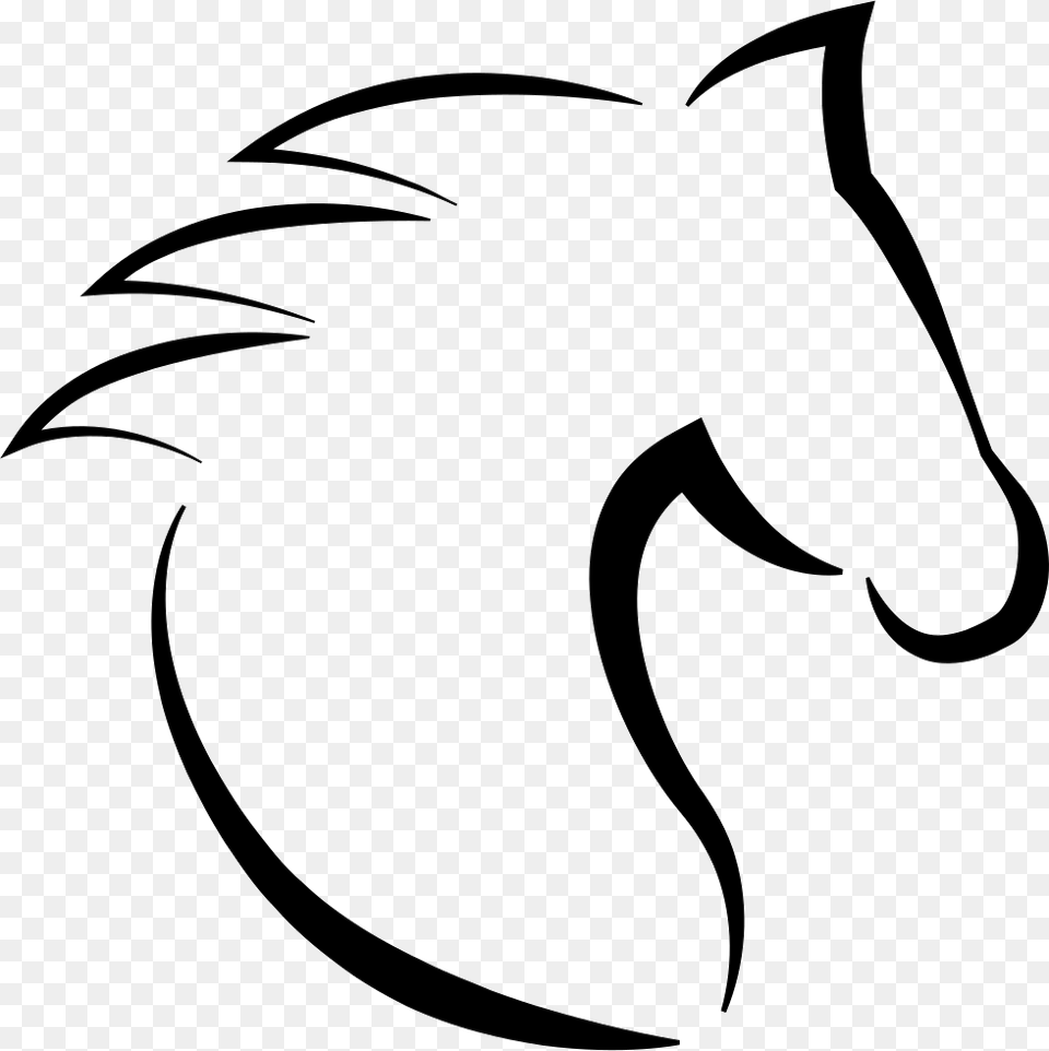 Horse Head With Hair Outline From Side View Comments Horse Head Silhouette Transparent, Stencil, Bow, Weapon, Animal Png Image