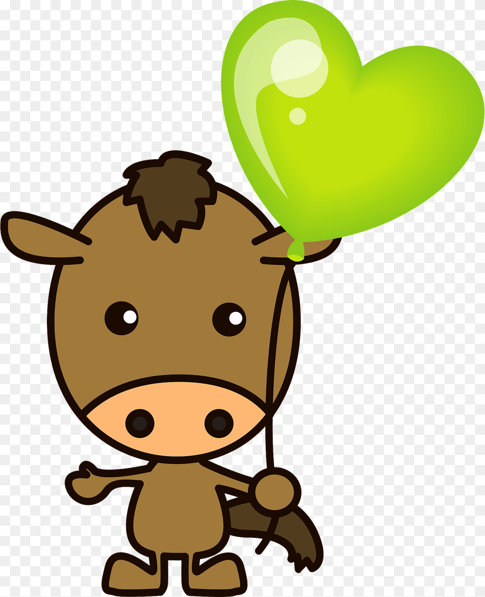 Horse Is Holding A Heart Balloon Clipart Free Png Download