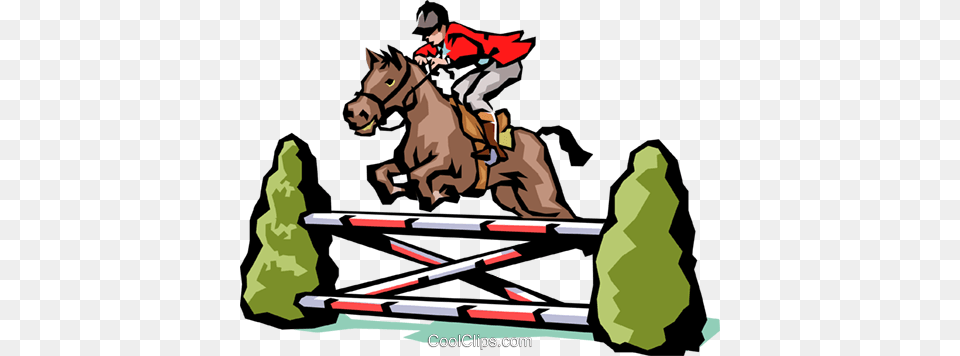 Horse Jumping Royalty Vector Clip Art Illustration, Animal, Equestrian, Mammal, Person Free Png