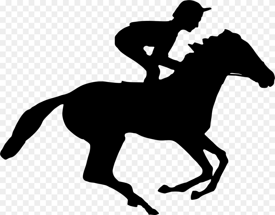 Horse On Jockey Silhouette Clipart, Gray Png Image