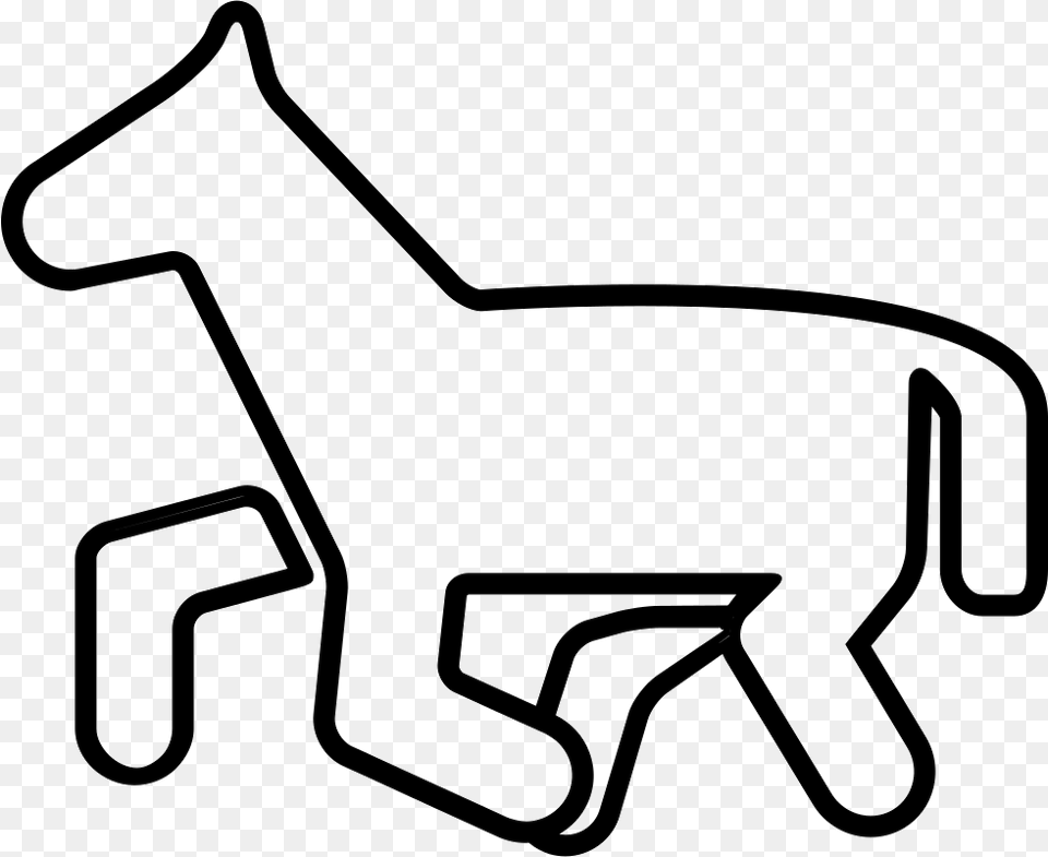 Horse Pony Cartoon Outline Line Art, Device, Grass, Lawn, Lawn Mower Free Png Download