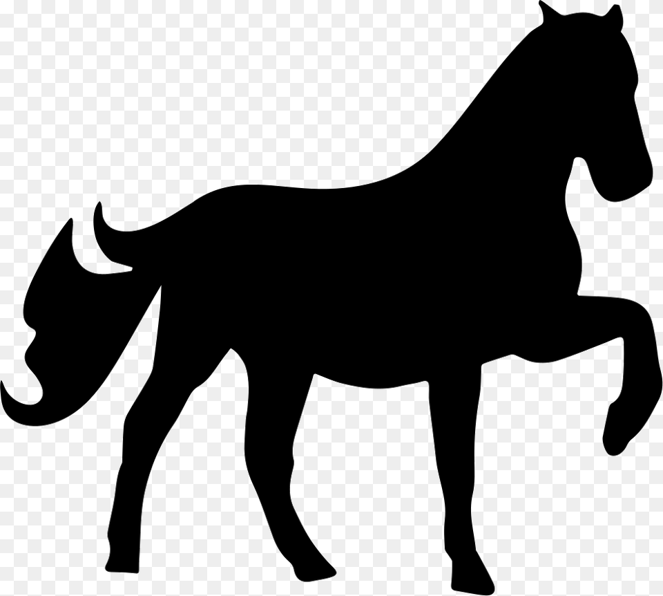 Horse Raising One Foot Silhouette Horse Stencil, Animal, Mammal Free Transparent Png