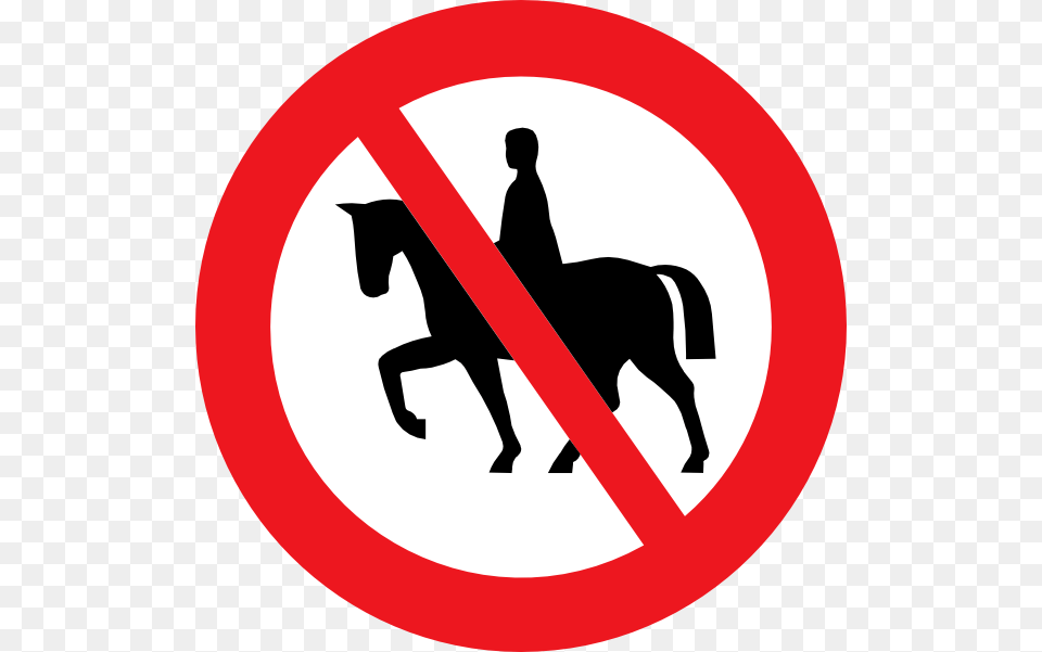 Horse Riding Prohibited White Bg Clip Art, Symbol, Sign, Adult, Road Sign Free Transparent Png