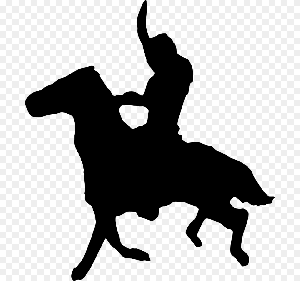 Horse Riding Silhouette Bull, Gray Free Png