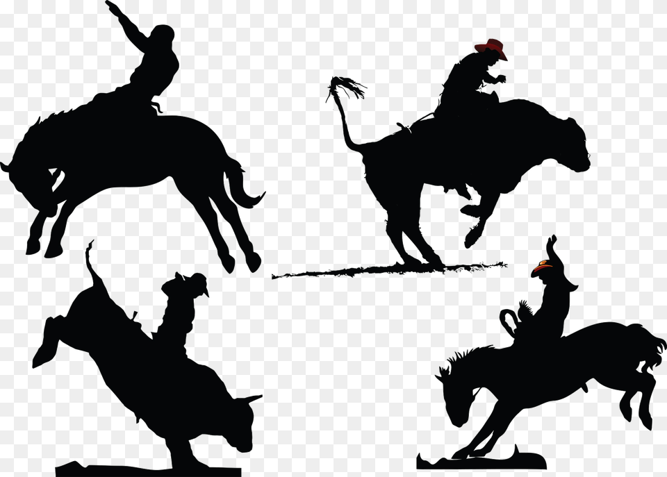 Horse Rodeo Silhouette Bull Riding Rodeo Silhouette, People, Stencil, Person, Dog Free Transparent Png