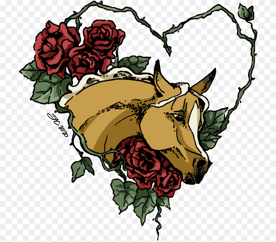 Horse Roses Illustration, Art, Plant, Graphics, Flower Free Png Download