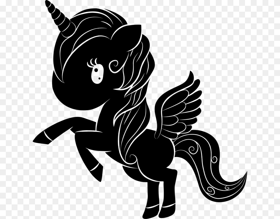 Horse Silhouette Unicorn Legendary Creature Cartoon Clip Art, Gray Free Png Download