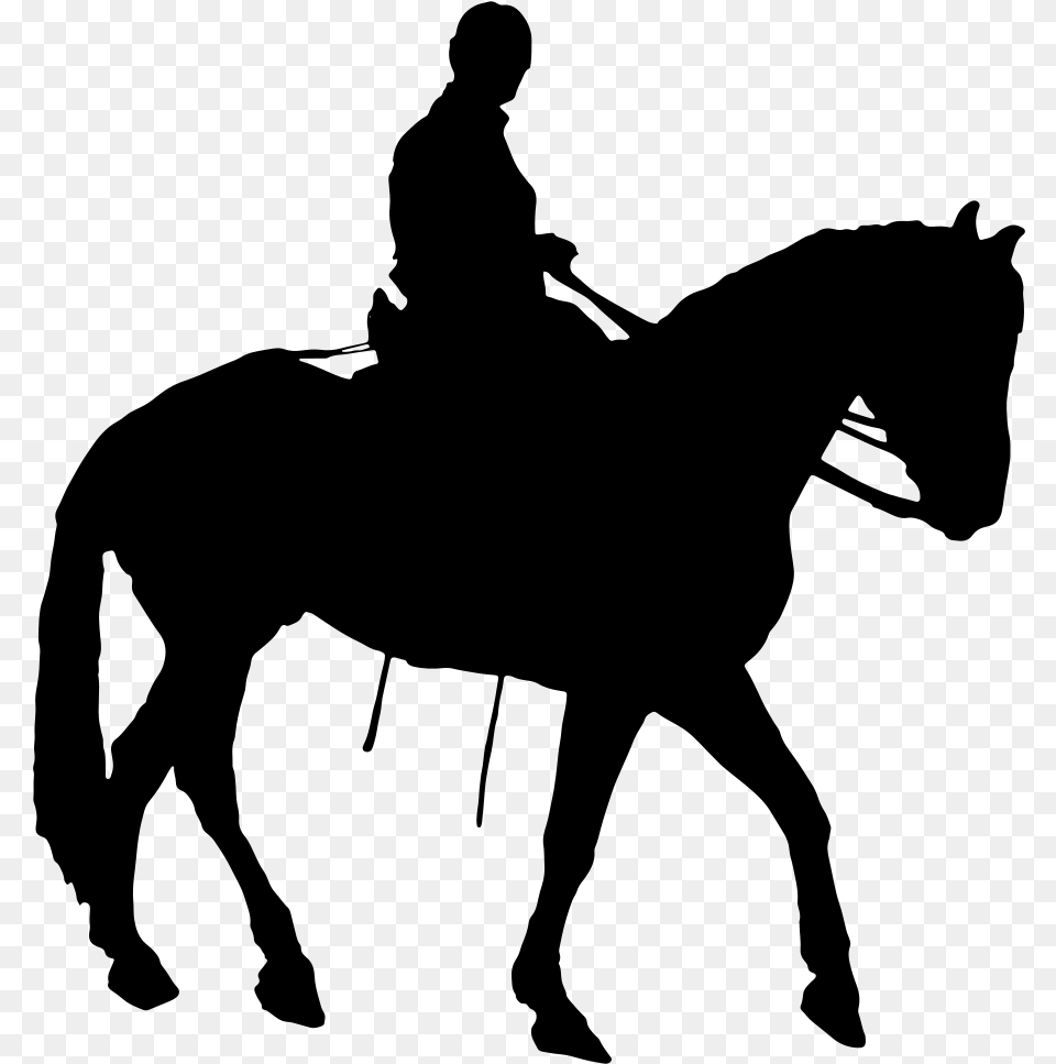 Horse T Shirt Equestrian Western Riding Man On Horse Silhouette, Gray Free Png Download