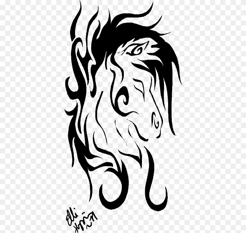 Horse Tribal Tattoo By Greeneco94 On Clipart Library Tattoo Line Horse, Gray Free Png